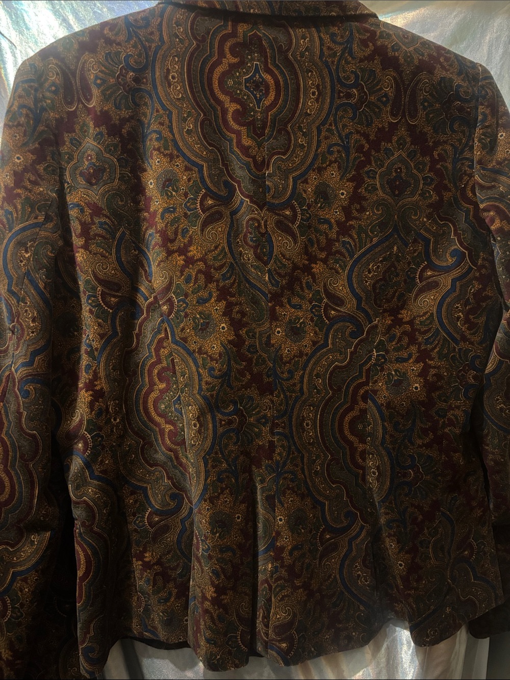 Lauren Ralph Lauren Paisley Velvet Blazer in Brown and Blue - Picture 6 of 6